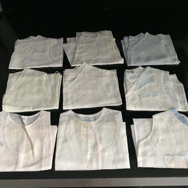 Vintage Lot of 9 pieces 100% Cotton Baby or Doll Clothes small sizes boys and girls sleeveless short sleeve shirts dresses & 2 cotton slips