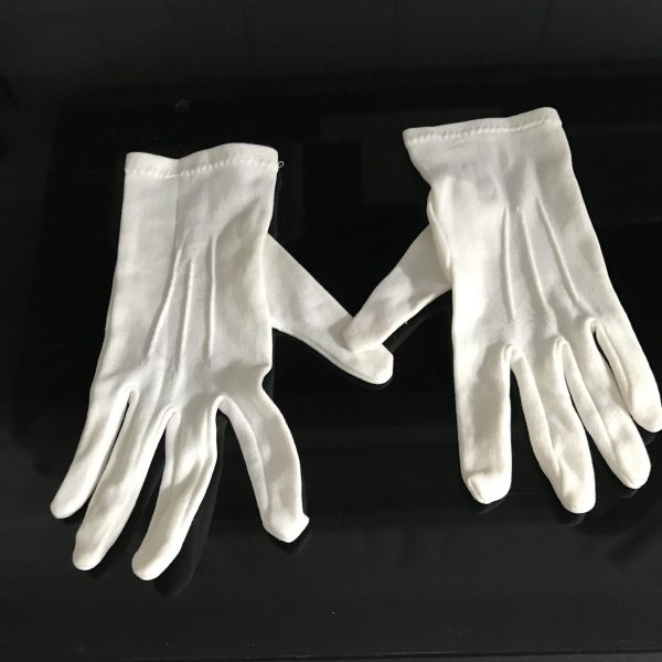 Vintage pair of white dress gloves collectible display movie tv prop 1950's women's gloves size medium formal wedding special event