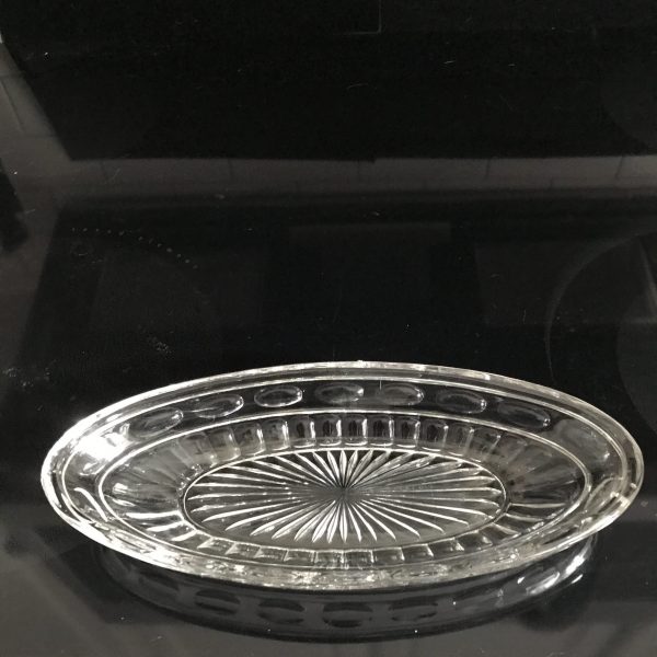 Antique relish dish clear glass patterned oval collectible display glass farmhouse elegant dining cottage