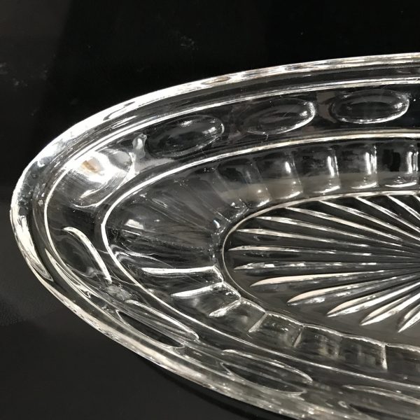 Antique relish dish clear glass patterned oval collectible display glass farmhouse elegant dining cottage