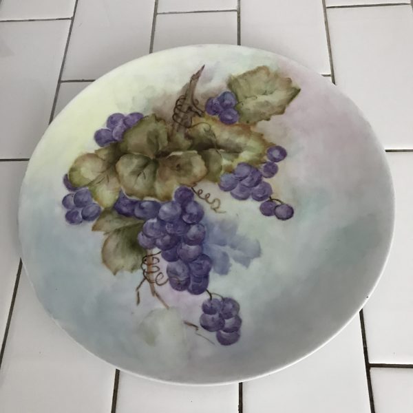 Georgous Hand Painted Plate Germany grapes Farmhouse Collectible  Cottage Wedding Bridal Shower Fine china