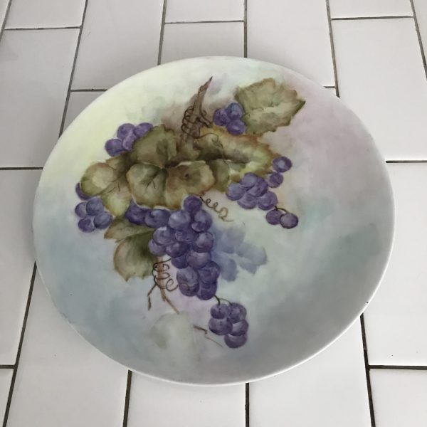 Georgous Hand Painted Plate Germany grapes Farmhouse Collectible  Cottage Wedding Bridal Shower Fine china