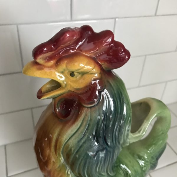 St. Clement Gallic Rooster Pitcher Exceptional Coloring and Condition Large 11" tall collectible display farmhouse
