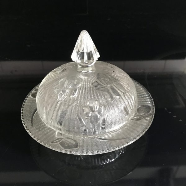 Vintage butter dish Tiara Glass floral covered elegant dining collectible display farmhouse