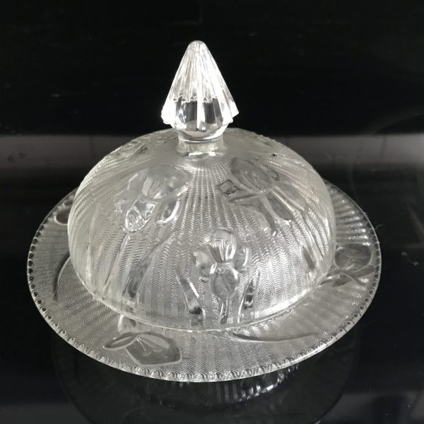 Vintage butter dish Tiara Glass floral covered elegant dining collectible display farmhouse