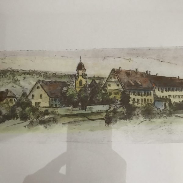 Vintage W. Blümel Signed and numbered watercolor Original 72/200 Leonberg Germany frame under glass farmhouse collectible bed and breakfast
