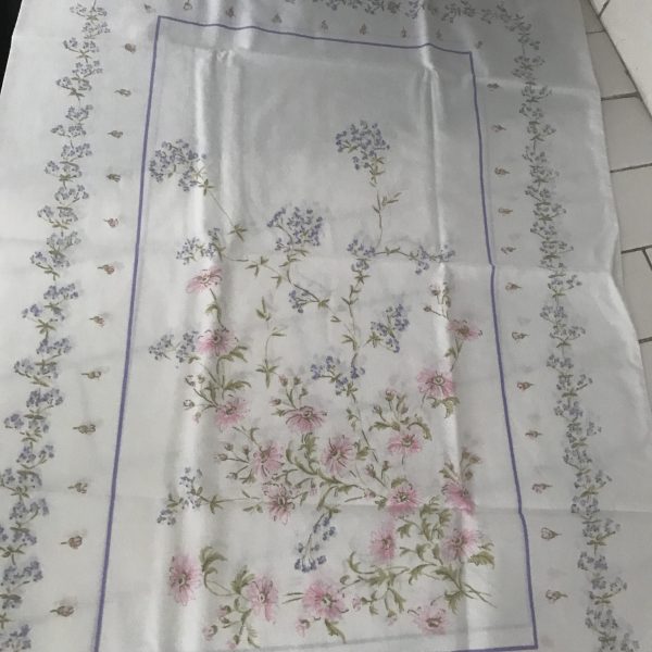 Pillowcase Single Vintage cotton tiny pink and purple flowers purple trim Standard Size USA farmhouse bed and breakfast guest room