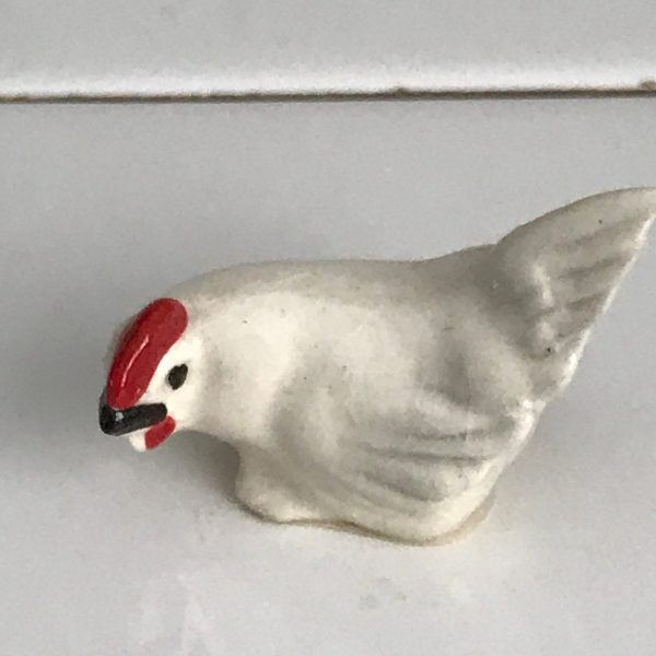 Vintage Miniature Chicken figurine porcelain nice detail collectible display farmhouse kitchen decor