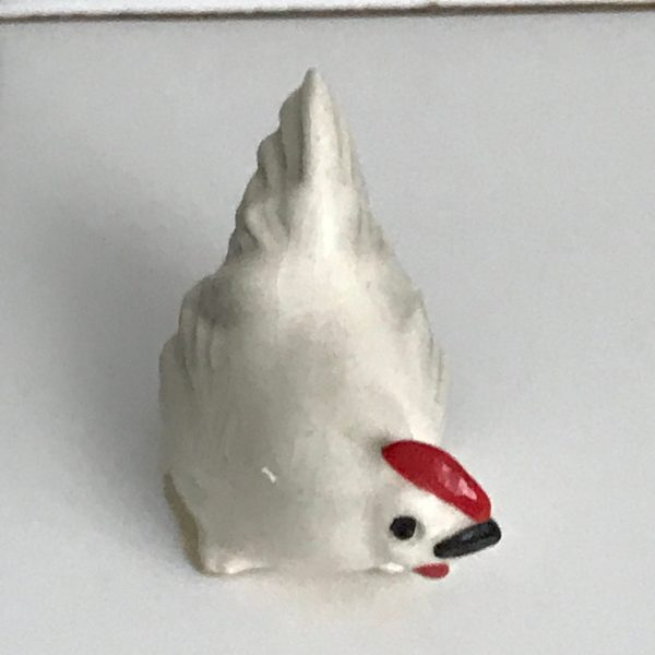 Vintage Miniature Chicken figurine porcelain nice detail collectible display farmhouse kitchen decor