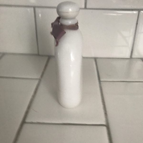 Vintage Perfume bottle white milk glass with violas lavender cologne Vanity bathroom bedroom salon display collectible farmhouse