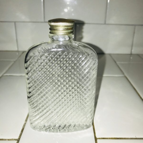Vintage Pocket Flask glass ribbed 1927 Universal glass collectible display travel concert theater movie prop
