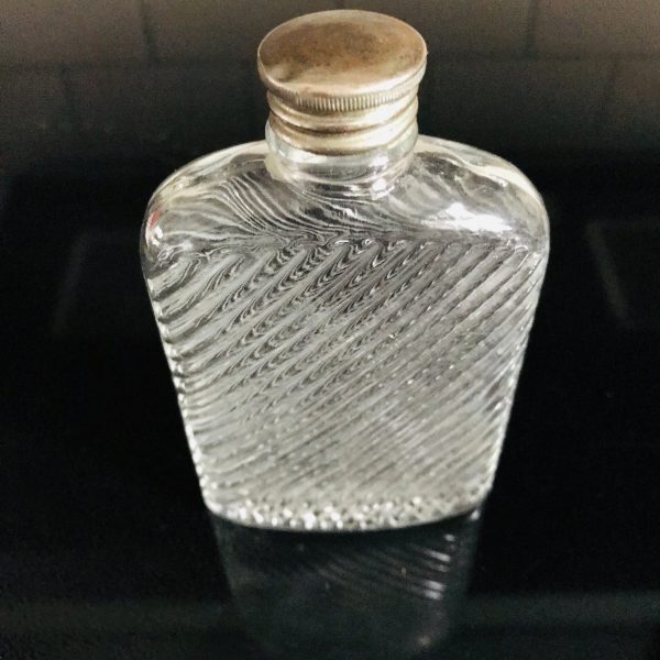Vintage Pocket Flask glass ribbed 1927 Universal glass collectible display travel concert theater movie prop