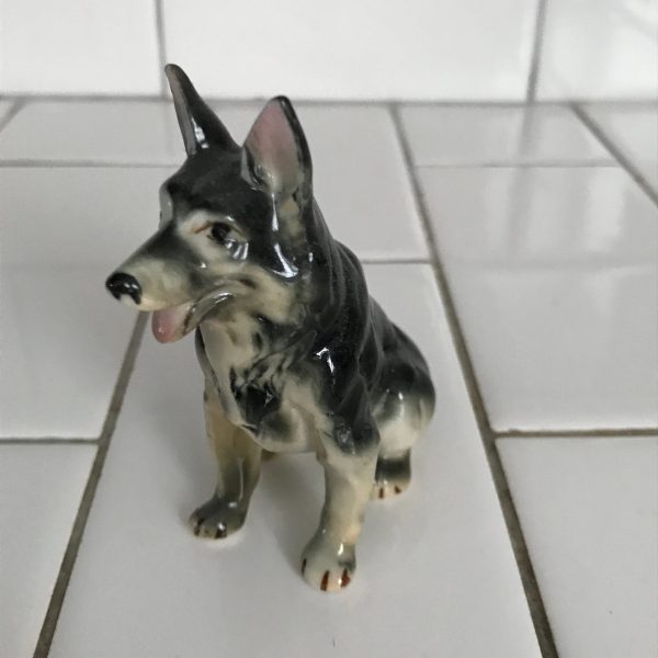 Vintage Porcelain German Shepherd Dog Figurine Miniature 3 1/2" Collectible display Best in Show Dog farmhouse cottage bed and breakfast