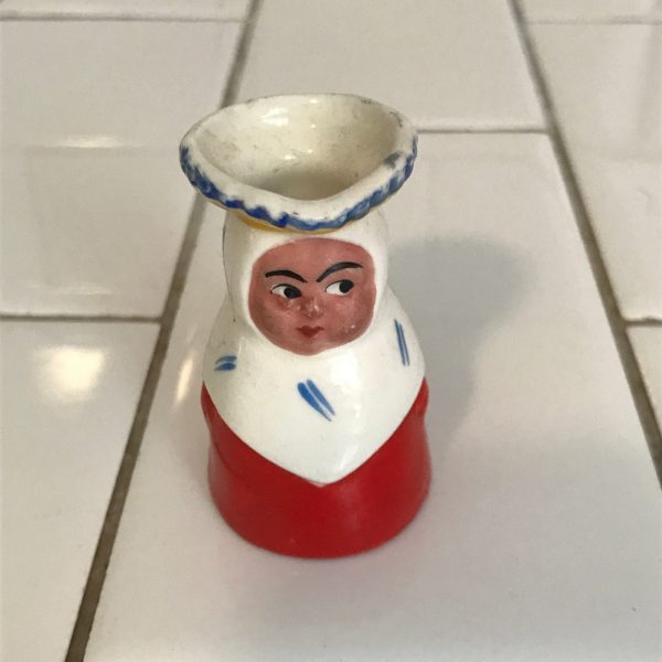 Vintage Syrup pitcher figurine trinket tiny munk style porcelain Germany farmhouse cottage kitchen decor