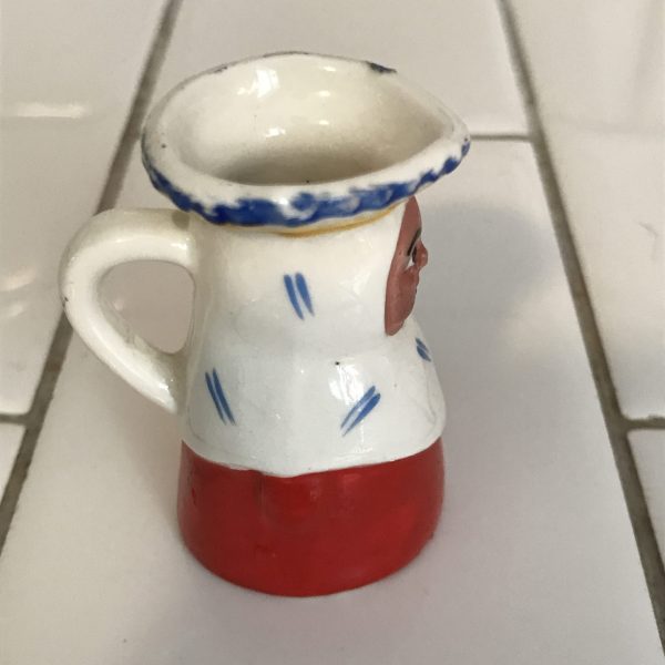 Vintage Syrup pitcher figurine trinket tiny munk style porcelain Germany farmhouse cottage kitchen decor