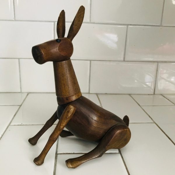 Antique Mule Donkey All Wooden Fully Jointed Nailed on tail Animal farmhouse child's room collectible display hand made Germany