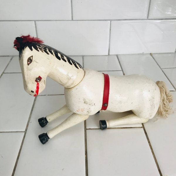 Antique Wooden Jointed Schoenhut Horse Humpty Dumpty Circus Animal farmhouse child's room collectible display hand made Germany