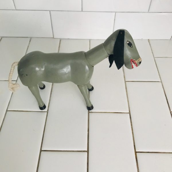 Antique Wooden Jointed Schoenhut Mule Donkey Humpty Dumpty Circus Animal farmhouse child's room collectible display hand made Germany