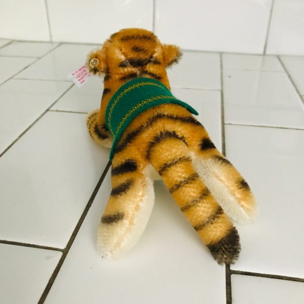 Steiff Tiger Plush Animal 1960's Mini Mohair Bengal Tiger tag marked NOT FOR SALE Steiff collectible display farmhouse  Circus series