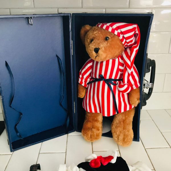 Teddy Bear with Hard Carry Case & Outfits International Travel BEAR CHOSUN Displayed only New Old Stock Collectible display Child's Room