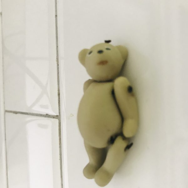 Vintage Bear tiny fully jointed porcelain bisque wired collectible display farmhouse cottage mini's
