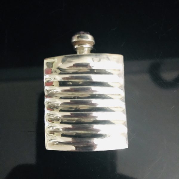Vintage Perfume Bottle Sterling Silver with amethyst screw lid dabber collectible display vanity bedroom