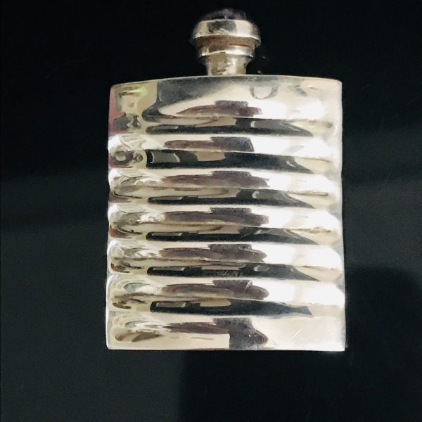 Vintage Perfume Bottle Sterling Silver with amethyst screw lid dabber collectible display vanity bedroom