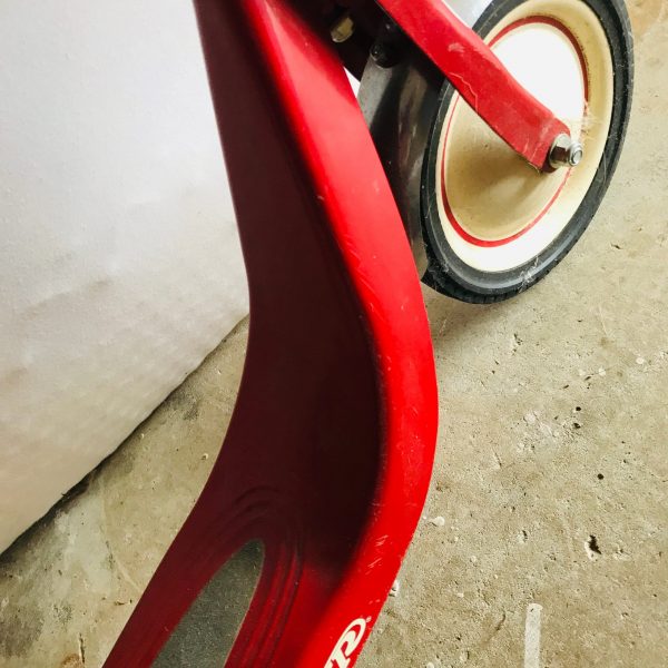 Vintage Radio Flyer Red Scooter Complete Displayed only unused chrome bumpers original paint and wheels display child's room collectible toy