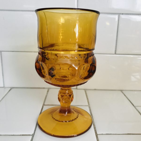 Amber Wine Glasses 6 Kings Crown by Tiffin Glass Vintage Goblets Mid Century Gothic Thumbprint Stems Renaissance  Indiana Glass USA