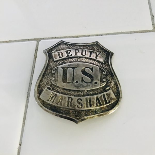 Antique Badge Deputy US Marshal Old Silverplate Marshal badge collectible memorabilia coin silver