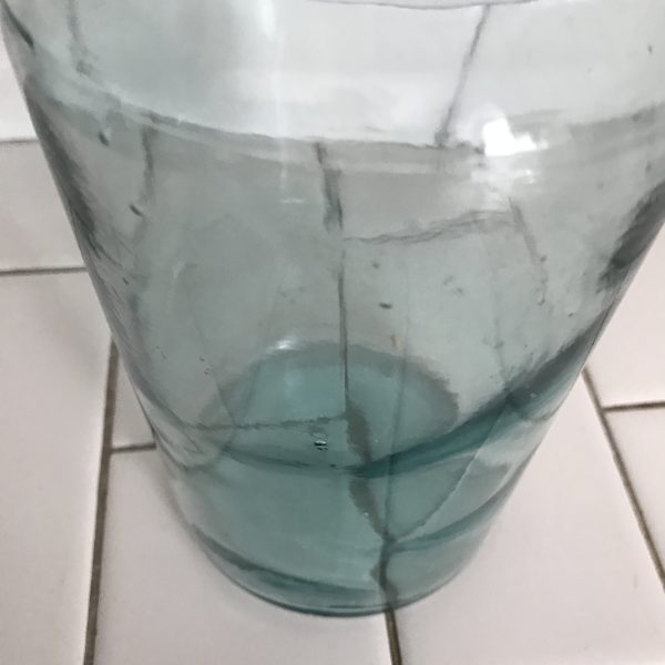 Antique glass aqua canning jar with unique shoulder collectible display farmhouse coffee counter jar zinc lid