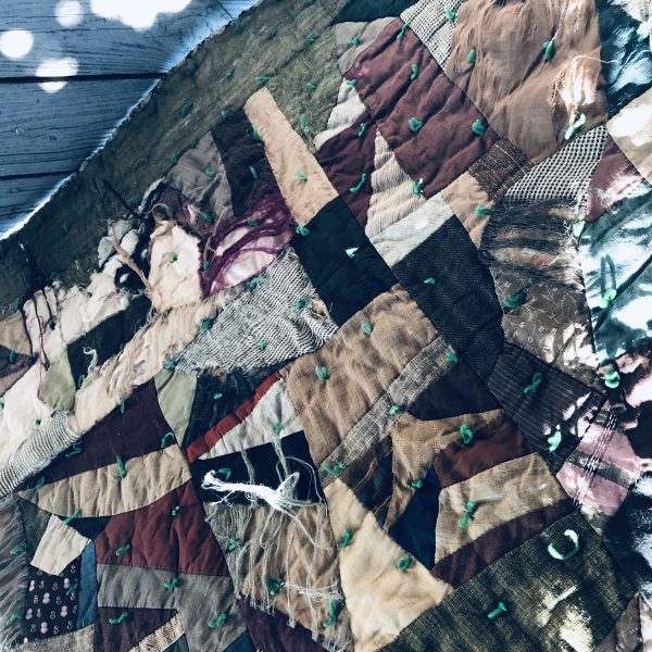 Antique hand made Crazy quilt turn of the century needs repair farmhouse collectible display repair piece