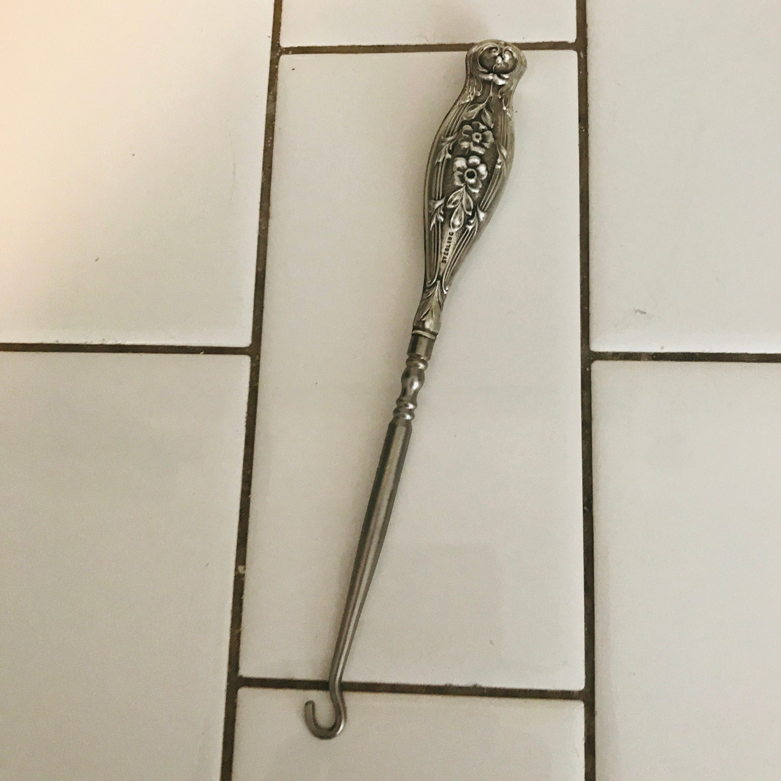 Antique Sterling Silver Shoe button hook collectible display