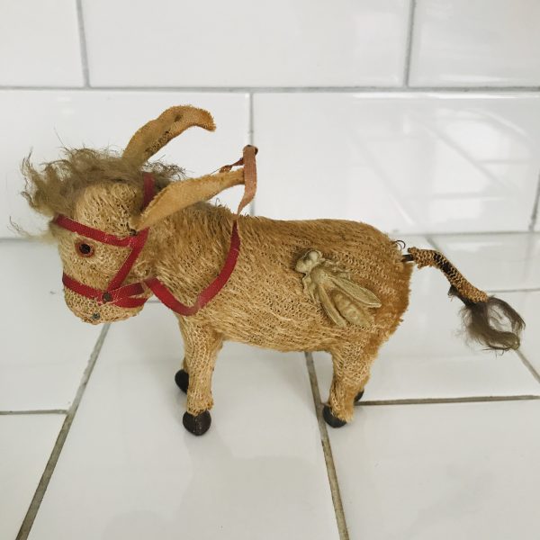 Antique Wind up Mule Donkey Animal farmhouse child's room collectible display hand made Germany