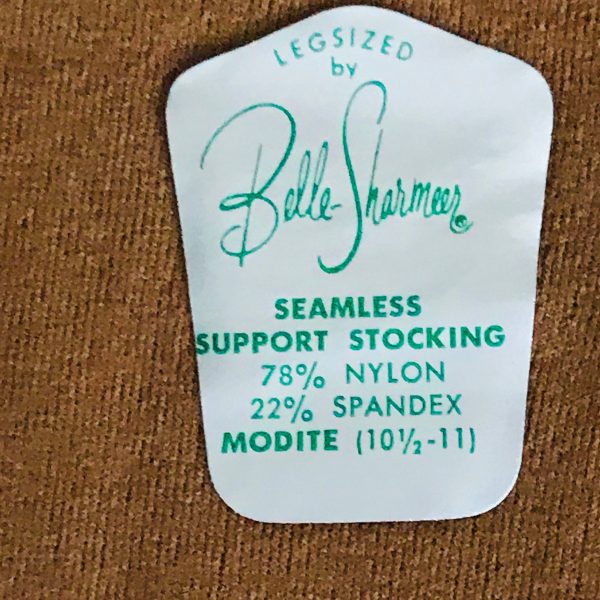 Belle-Sharmeer Nylon Hosiery Whisper Sheer Surfside stockings size 10 1/2-11 seamless reinforced heel & toe New old stock movie theater prop