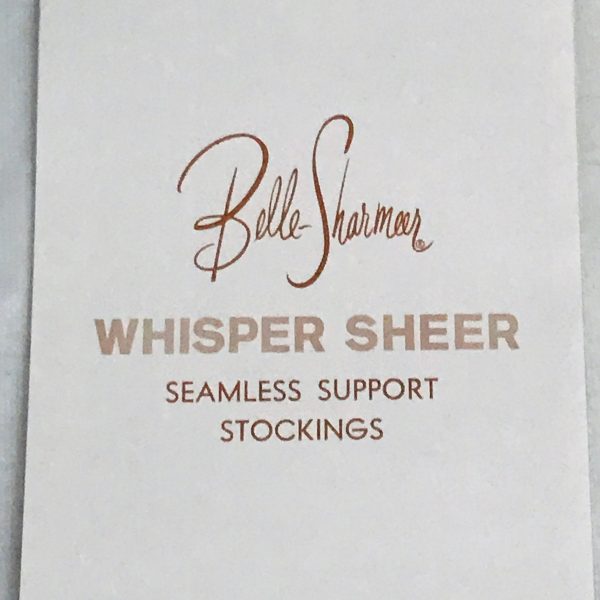 Belle-Sharmeer Nylon Hosiery Whisper Sheer Surfside stockings size 10 1/2-11 seamless reinforced heel & toe New old stock movie theater prop