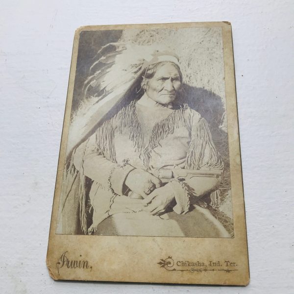 Geronimo Native American Authentic 1800's Cabinet Card Irwin Chikasha Ind. Ter. [Chikasha Indian Territory] Highly collectible RARE FIND