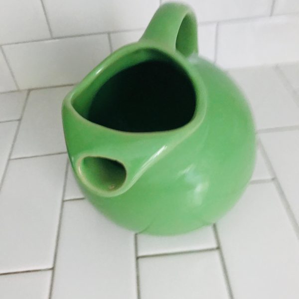 Green Hall Pitcher Pottery Beautiful Size Style and Shape farmhouse collectible retro kitchen tilt ball pitcher water iced tea display