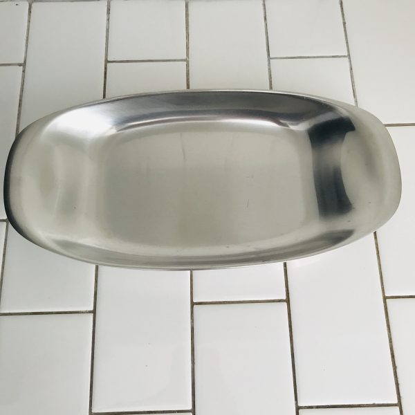 Mid century Modern covered stainless steel serving dish mod design modern living display collectible retro sleek 18-8 stainless