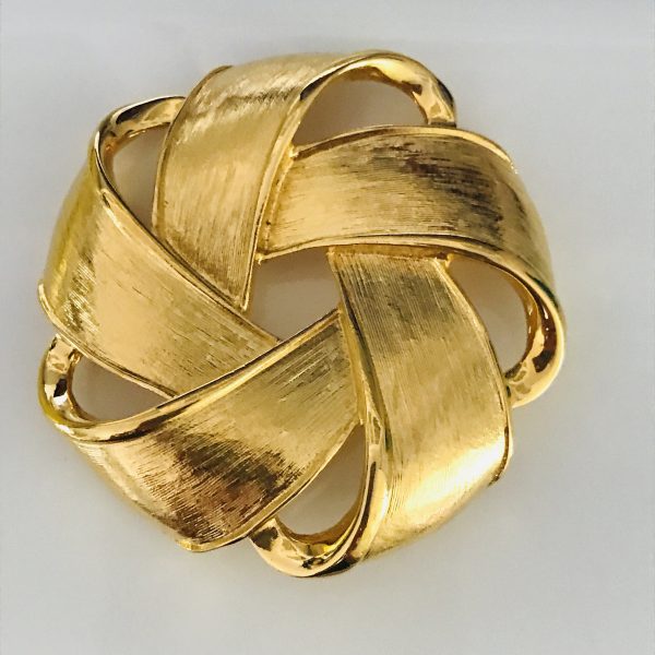 Napier Gold Brooch Pin Vintage Large sweater pin gold tone metal 1950's signed