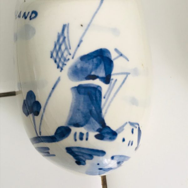 Vintage Ashtray Pair of Dutch Shoes Clogs Delft hand painted in Holland Windmills collectible display