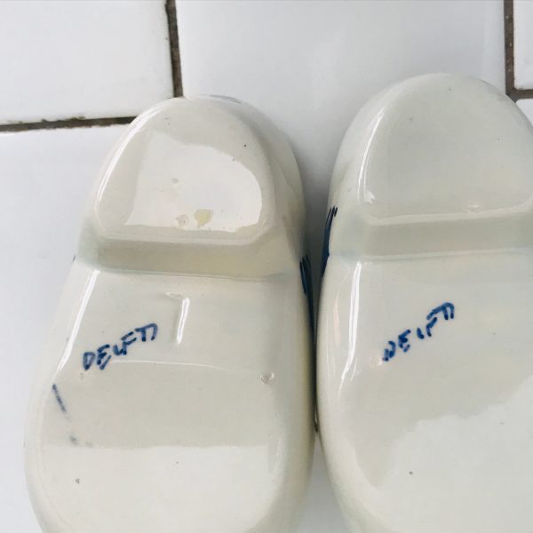 Vintage Ashtray Pair of Dutch Shoes Clogs Delft hand painted in Holland Windmills collectible display