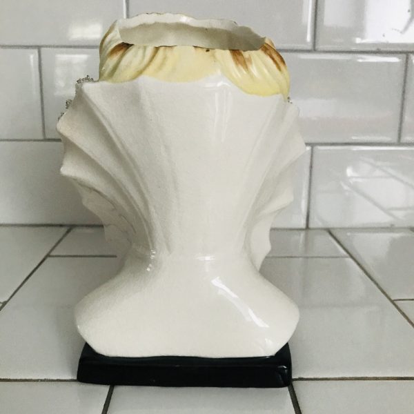 Vintage Beautiful Face Head vase head vase woman collectible display farmhouse cottage heavy gold trim great detail