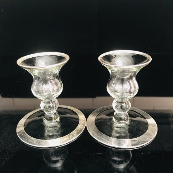 Vintage Beautiful Pair of Silver overlay candlestick holders Decor Formal Crystal Candle holders fine dining elegant tableware
