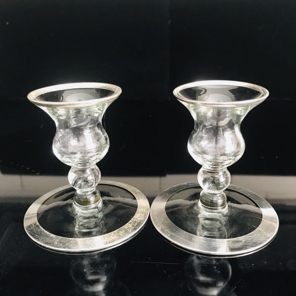 Vintage Beautiful Pair of Silver overlay candlestick holders Decor Formal Crystal Candle holders fine dining elegant tableware