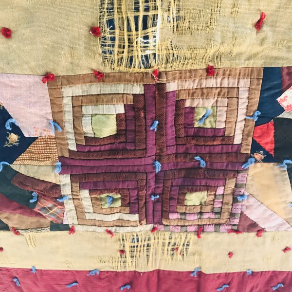 Vintage completely hand sewn crazy quilt  72" x 88" farmhouse collectible display turn of the century