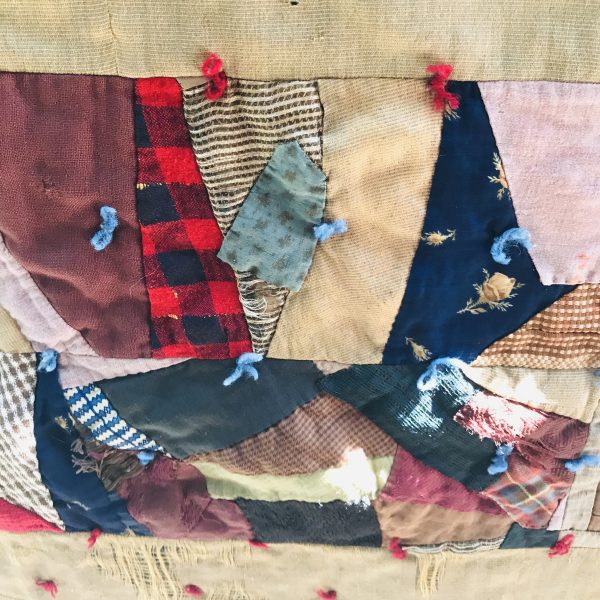 Vintage completely hand sewn crazy quilt  72" x 88" farmhouse collectible display turn of the century