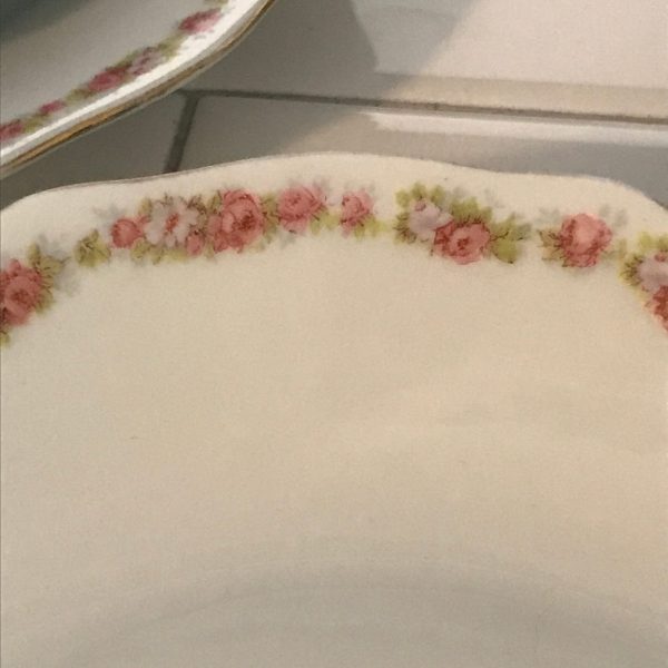 Vintage Covered Casserole Dish H & Co. Bavaria Tiny light and dark pink Rose swag pattern collec fine bone china