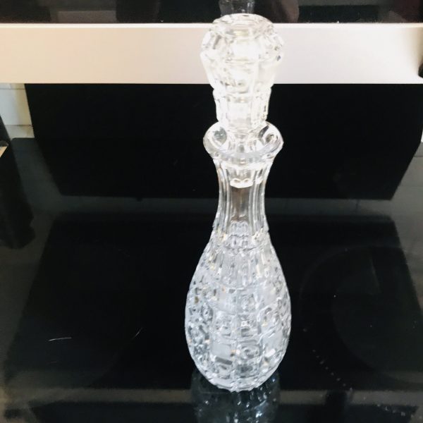 Vintage Decanter West German Deep Hand Cut Checker Thumbprint 24% Lead Crystal Decanter 15" collectible display