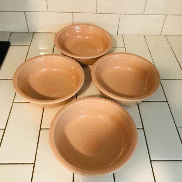 Vintage Fiestaware Bowls Apricot Cereal Soup Set of 4 Homer Laughlin 80's collectible colorful display dinnerware
